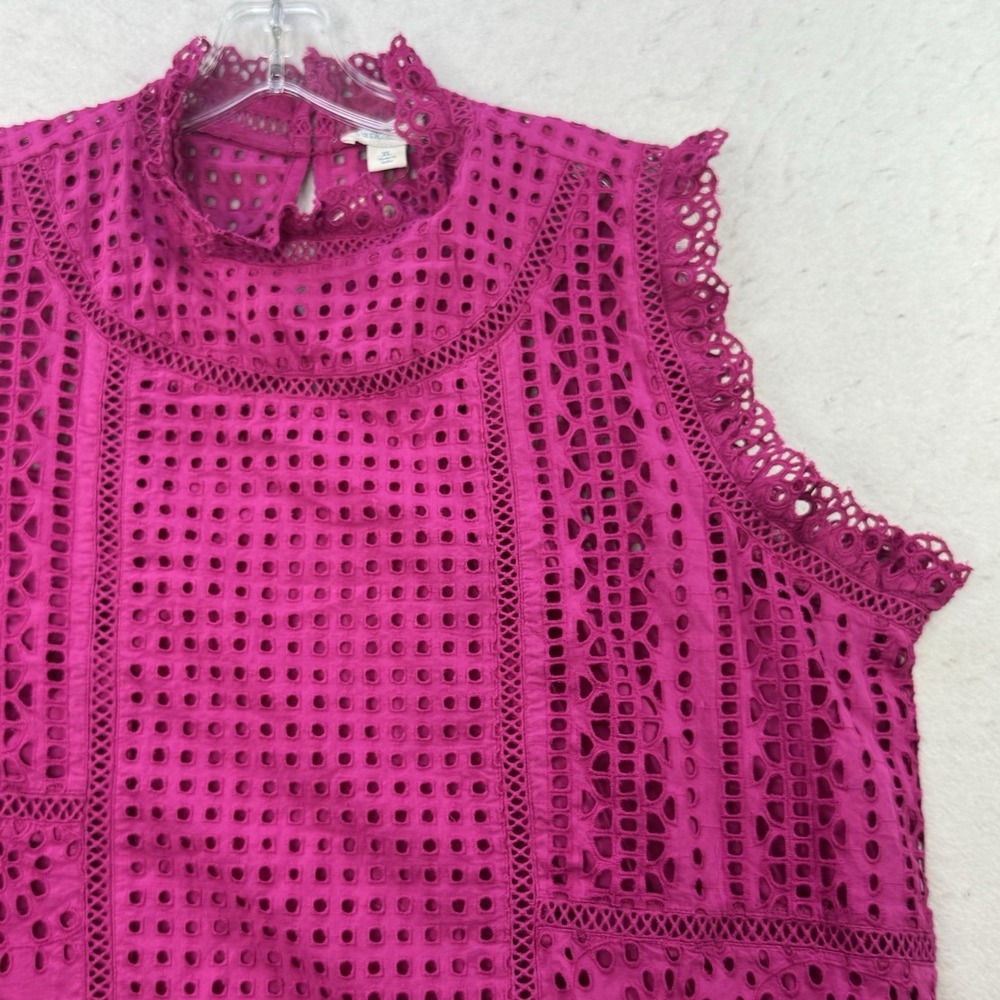 New $108 Sundance Lyra Eyelet Boho Sleeveless Blouse Top Women's XL Fuscia Pink - Picture 3 of 13